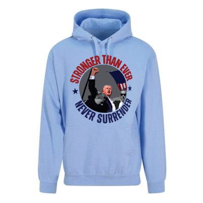 Trump Shot Photo Never Surrender Trump 2024 Butler Rally Trump Unisex Surf Hoodie