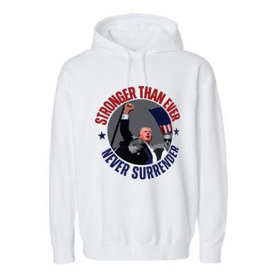 Trump Shot Photo Never Surrender Trump 2024 Butler Rally Trump Garment-Dyed Fleece Hoodie