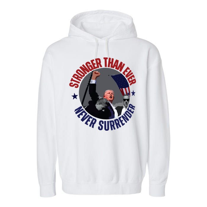 Trump Shot Photo Never Surrender Trump 2024 Butler Rally Trump Garment-Dyed Fleece Hoodie