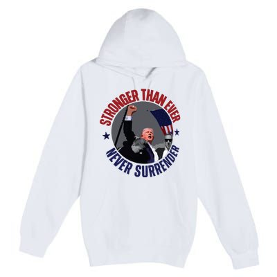 Trump Shot Photo Never Surrender Trump 2024 Butler Rally Trump Premium Pullover Hoodie