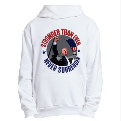 Trump Shot Photo Never Surrender Trump 2024 Butler Rally Trump Urban Pullover Hoodie