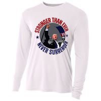 Trump Shot Photo Never Surrender Trump 2024 Butler Rally Trump Cooling Performance Long Sleeve Crew