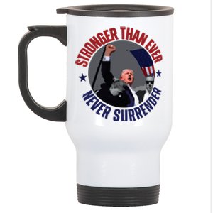 Trump Shot Photo Never Surrender Trump 2024 Butler Rally Trump Stainless Steel Travel Mug