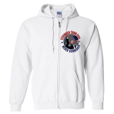 Trump Shot Photo Never Surrender Trump 2024 Butler Rally Trump Full Zip Hoodie