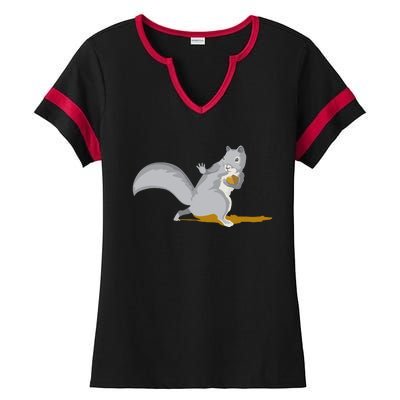 The Squirrel Protect The Nut Cool Vector Design Ladies Halftime Notch Neck Tee