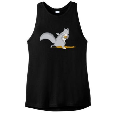 The Squirrel Protect The Nut Cool Vector Design Ladies PosiCharge Tri-Blend Wicking Tank