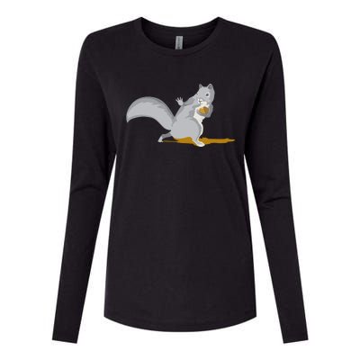 The Squirrel Protect The Nut Cool Vector Design Womens Cotton Relaxed Long Sleeve T-Shirt