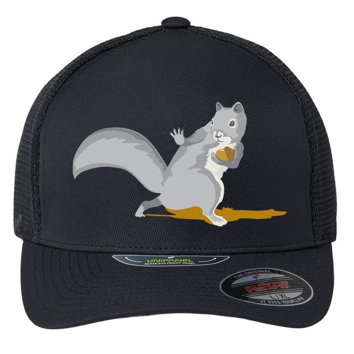 The Squirrel Protect The Nut Cool Vector Design Flexfit Unipanel Trucker Cap