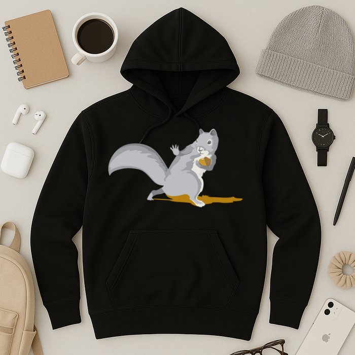 The Squirrel Protect The Nut Cool Vector Design Hoodie