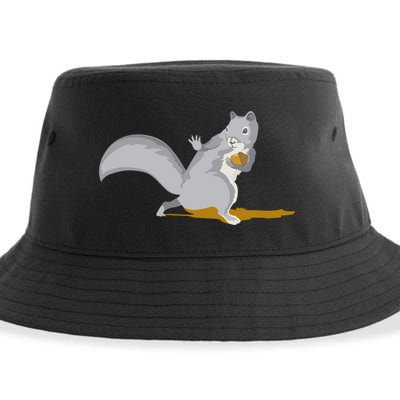 The Squirrel Protect The Nut Cool Vector Design Sustainable Bucket Hat
