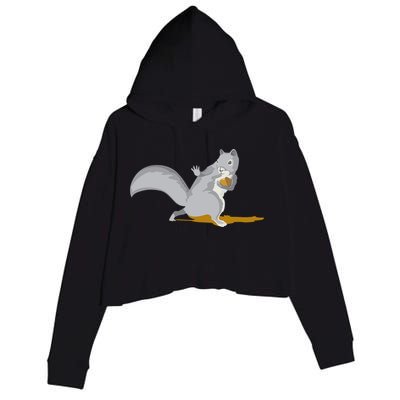 The Squirrel Protect The Nut Cool Vector Design Crop Fleece Hoodie