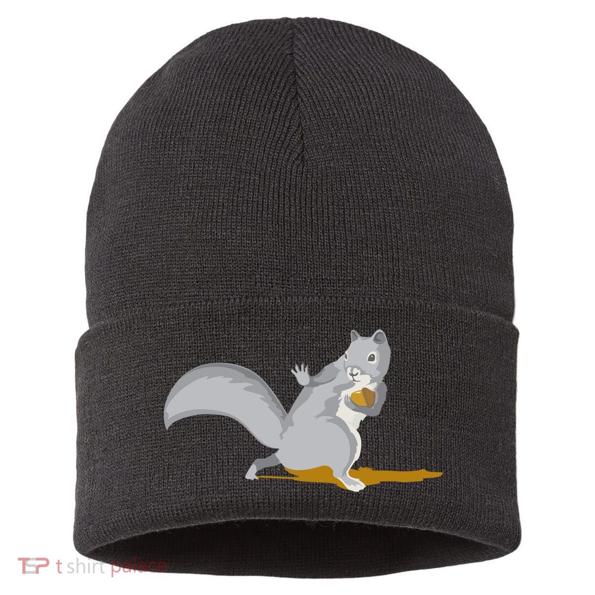 The Squirrel Protect The Nut Cool Vector Design Sustainable Knit Beanie