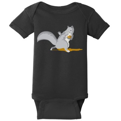 The Squirrel Protect The Nut Cool Vector Design Baby Bodysuit