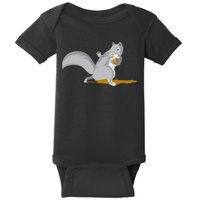 The Squirrel Protect The Nut Cool Vector Design Baby Bodysuit
