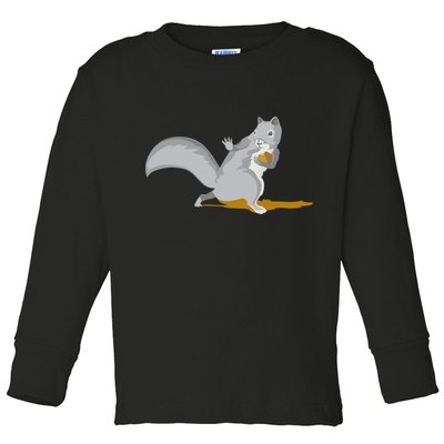 The Squirrel Protect The Nut Cool Vector Design Toddler Long Sleeve Shirt