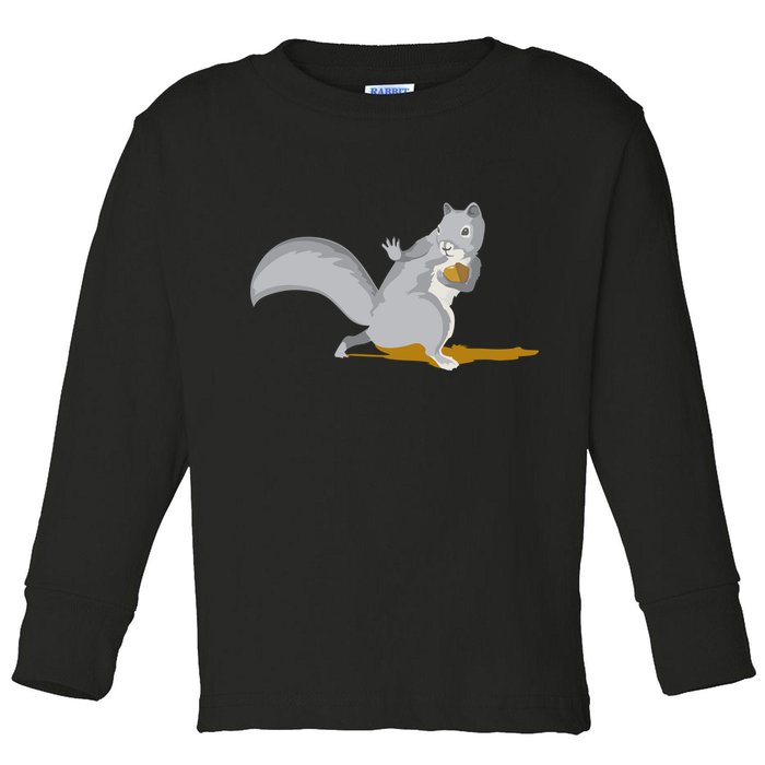 The Squirrel Protect The Nut Cool Vector Design Toddler Long Sleeve Shirt