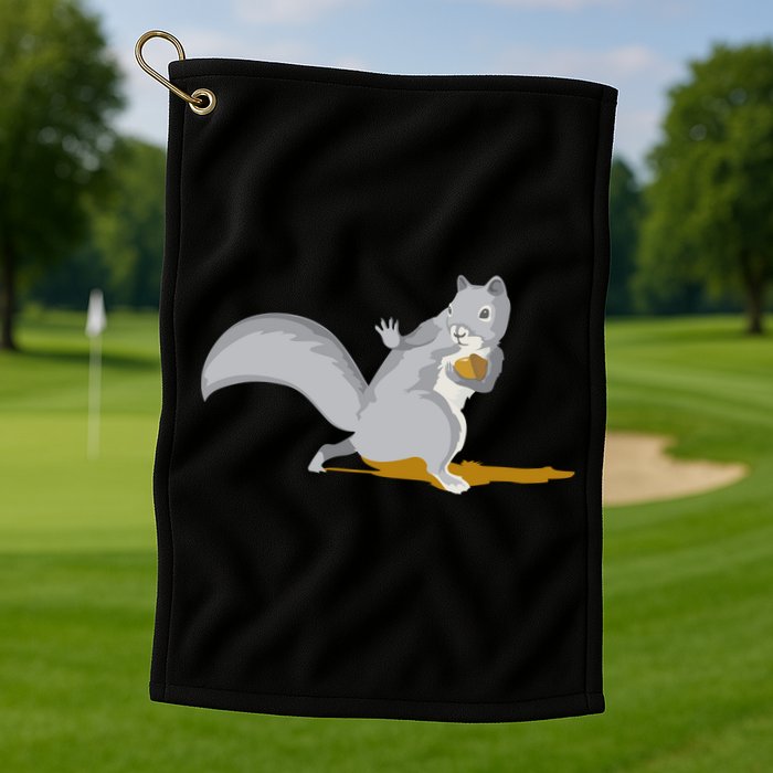 The Squirrel Protect The Nut Cool Vector Design Golf Towel