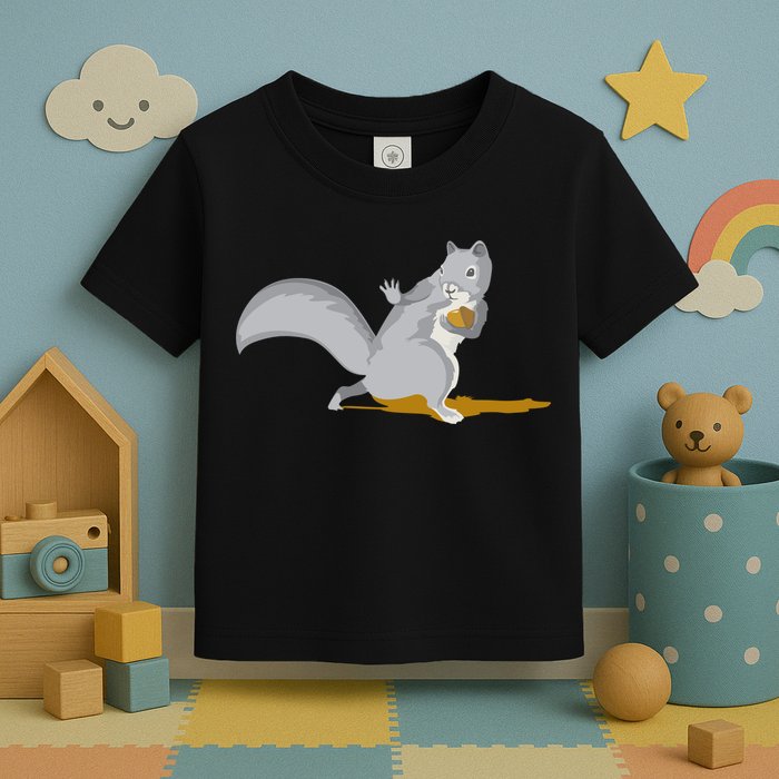 The Squirrel Protect The Nut Cool Vector Design Toddler T-Shirt