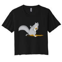 The Squirrel Protect The Nut Cool Vector Design Crop Top