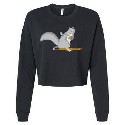 The Squirrel Protect The Nut Cool Vector Design Cropped Pullover Crew