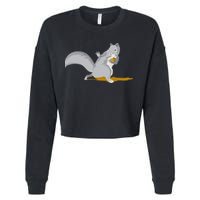 The Squirrel Protect The Nut Cool Vector Design Cropped Pullover Crew