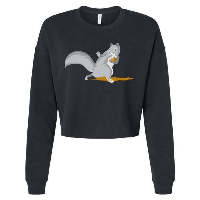 The Squirrel Protect The Nut Cool Vector Design Cropped Pullover Crew
