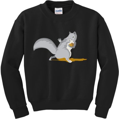 The Squirrel Protect The Nut Cool Vector Design Kids Sweatshirt