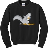The Squirrel Protect The Nut Cool Vector Design Kids Sweatshirt