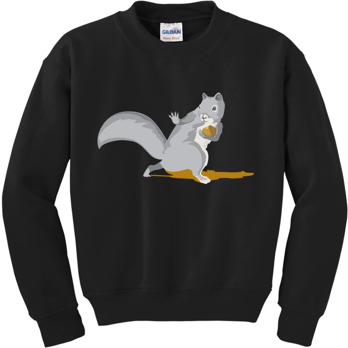 The Squirrel Protect The Nut Cool Vector Design Kids Sweatshirt