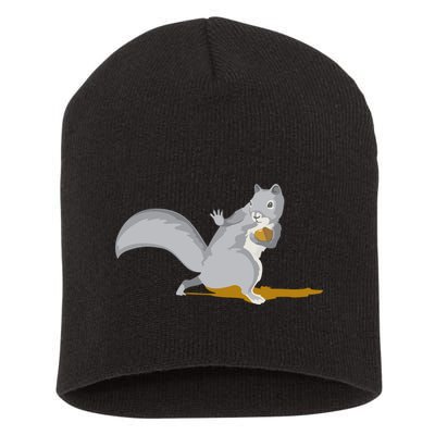 The Squirrel Protect The Nut Cool Vector Design Short Acrylic Beanie