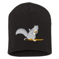 The Squirrel Protect The Nut Cool Vector Design Short Acrylic Beanie