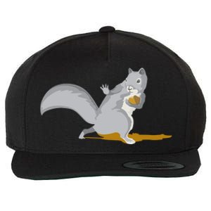 The Squirrel Protect The Nut Cool Vector Design Wool Snapback Cap