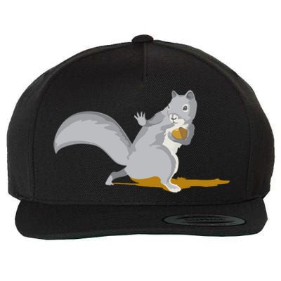 The Squirrel Protect The Nut Cool Vector Design Wool Snapback Cap