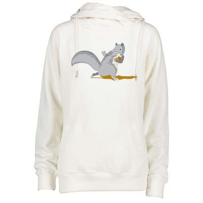 The Squirrel Protect The Nut Cool Vector Design Womens Funnel Neck Pullover Hood