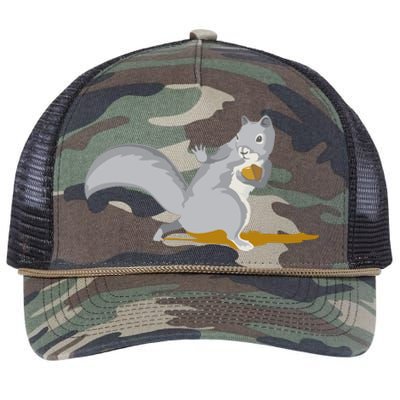 The Squirrel Protect The Nut Cool Vector Design Retro Rope Trucker Hat Cap