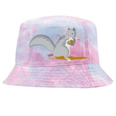 The Squirrel Protect The Nut Cool Vector Design Tie-Dyed Bucket Hat