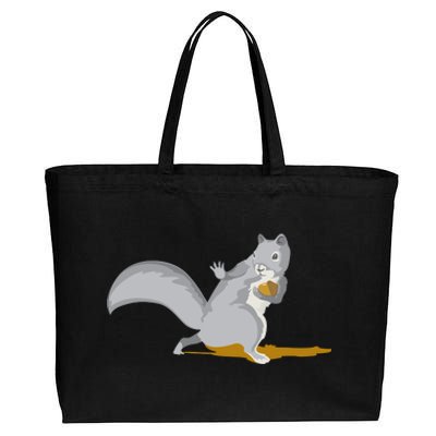 The Squirrel Protect The Nut Cool Vector Design Cotton Canvas Jumbo Tote