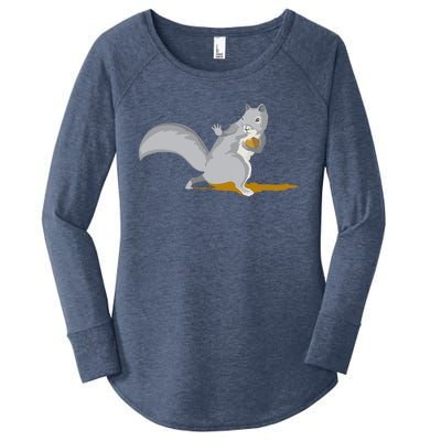 The Squirrel Protect The Nut Cool Vector Design Women's Perfect Tri Tunic Long Sleeve Shirt