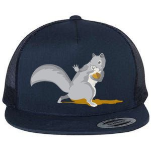 The Squirrel Protect The Nut Cool Vector Design Flat Bill Trucker Hat