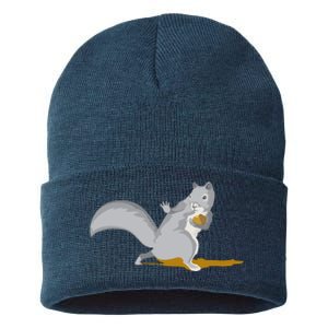 The Squirrel Protect The Nut Cool Vector Design Sustainable Knit Beanie