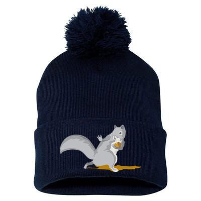 The Squirrel Protect The Nut Cool Vector Design Pom Pom 12in Knit Beanie