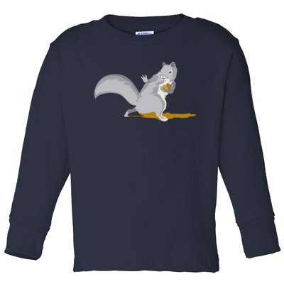 The Squirrel Protect The Nut Cool Vector Design Toddler Long Sleeve Shirt