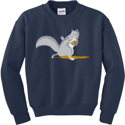 The Squirrel Protect The Nut Cool Vector Design Kids Sweatshirt