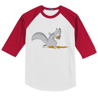 The Squirrel Protect The Nut Cool Vector Design Kids Colorblock Raglan Jersey