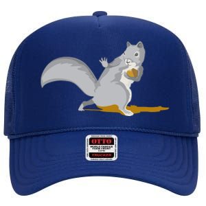 The Squirrel Protect The Nut Cool Vector Design High Crown Mesh Back Trucker Hat