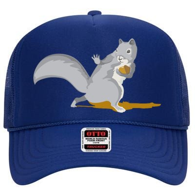 The Squirrel Protect The Nut Cool Vector Design High Crown Mesh Back Trucker Hat