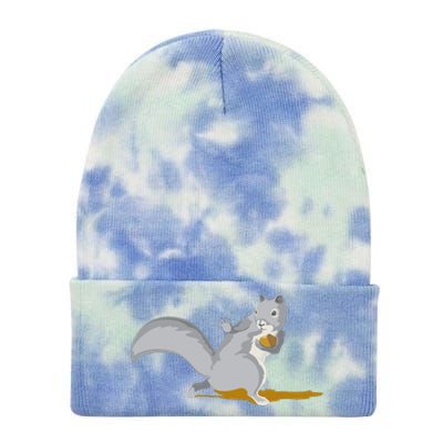 The Squirrel Protect The Nut Cool Vector Design Tie Dye 12in Knit Beanie