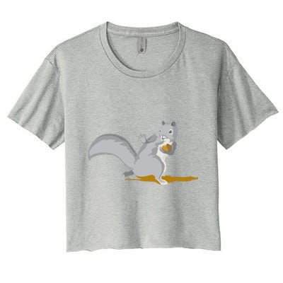 The Squirrel Protect The Nut Cool Vector Design Women's Crop Top Tee