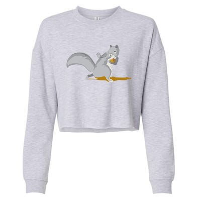 The Squirrel Protect The Nut Cool Vector Design Cropped Pullover Crew