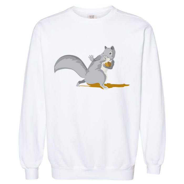 The Squirrel Protect The Nut Cool Vector Design Garment-Dyed Sweatshirt